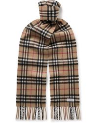 Burberry - Fringed Checked Cashmere Scarf - Lyst