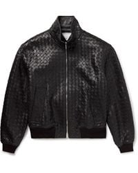 Bottega Veneta - Intrecciato Stand-Collar Regular-Fit Leather Jacket - Lyst