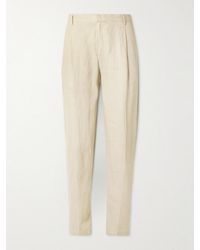 Sunspel - Straight-Leg Pleated Linen Suit Trousers - Lyst