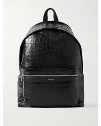 Saint Laurent - City Croc-Effect Glossed-Leather Backpack - Lyst