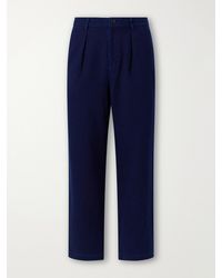 Blue Blue Japan - Wide-Leg Pleated Cotton-Sashiko Trousers - Lyst