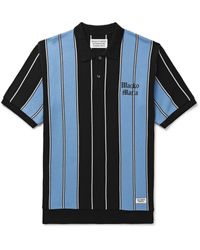 Wacko Maria - Logo-embroidered Striped Jacquard-knit Cotton-blend Polo Shirt - Lyst