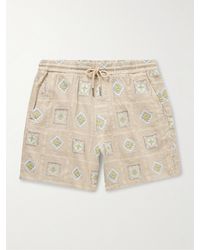 NN07 - Gregor 5398 Straight-leg Embroidered Linen-blend Drawstring Shorts - Lyst
