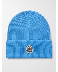 Moncler - Logo-Appliquéd Ribbed Cotton Beanie - Lyst