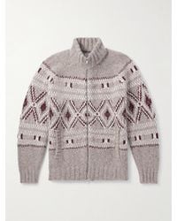 Brunello Cucinelli - Cardigan aus Jacquard-Strick aus einer Alpakawollmischung mit Fair-Isle-Muster und Reißverschluss - Lyst