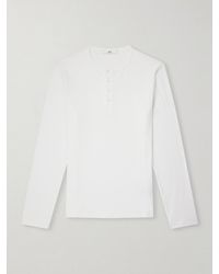 MR P. - Ribbed Organic Cotton Henley T-Shirt - Lyst