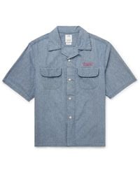 Visvim - Keesey Convertible-Collar Logo-Embroidered Cotton And Silk-Blend Chambray Shirt - Lyst