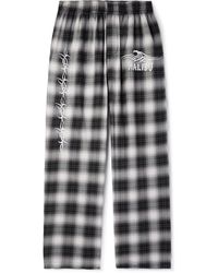 Local Authority - Razor Wave Straight-leg Embroidered Checked Cotton-flannel Trousers - Lyst