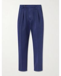 Massimo Alba - Stan Tapered Pleated Herringbone Cotton Trousers - Lyst