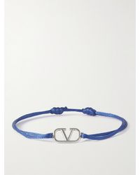 Valentino Garavani Silver-tone And Cord Bracelet - Blue