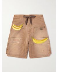 Kapital - Wide-Leg Appliquéd Distressed Panelled Denim Shorts - Lyst