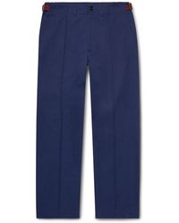 Nicholas Daley - Straight-leg Pleated Jacquard-trimmed Cotton-twill Trousers - Lyst