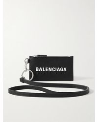 Balenciaga - Logo-Print Full-Grain Leather Cardholder With Lanyard - Lyst