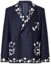 Bode - Snowdrop Double-Breasted Appliquéd Wool-Blend Suit Jacket - Lyst