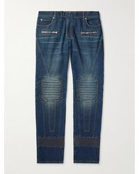 Balmain - Straight-Leg Biker Jeans - Lyst