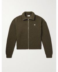 Celine - Logo-Embroirdered Ribbed Wool Zip-Up Cardigan - Lyst
