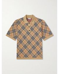 Burberry - Checked Cotton-Blend Polo Shirt - Lyst