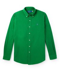 Polo Ralph Lauren - Button-down Collar Logo-embroidered Cotton-flannel Shirt - Lyst