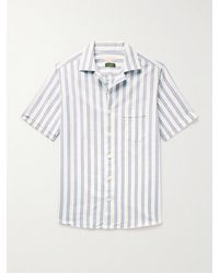 Incotex - Camicia in cotone Oxford a righe con colletto aperto - Lyst