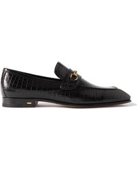 Tom Ford - Bailey Embellished Croc-effect Leather Loafers - Lyst