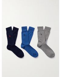 Polo Ralph Lauren - Three-pack Logo-embroidered Cotton-blend Socks - Lyst