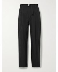 Amomento - Straight-leg Belted Pleated Shell Trousers - Lyst