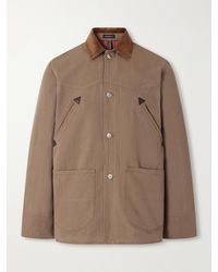 Drake's - Leather And Corduroy-Trimmed Cotton Duck-Canvas Chore Jacket - Lyst