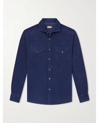 Brunello Cucinelli - Cutaway-Collar Cotton-Corduroy Western Shirt - Lyst