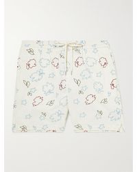 Corridor NYC - Straight-leg Embroidered Linen And Cotton-blend Drawstring Shorts - Lyst