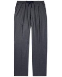 Altea - Jared Straight-leg Pleated Wool-blend Flannel Drawstring Trousers - Lyst