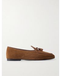 Rubinacci - Marphy Tasselled Leather-Trimmed Suede Loafers - Lyst