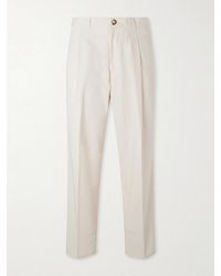 Brunello Cucinelli - Straight-leg Pleated Cotton-twill Suit Trousers - Lyst