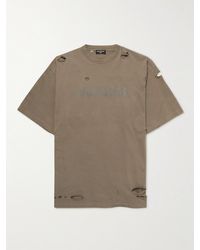 Balenciaga - Oversized Distressed Logo-print Cotton-jersey T-shirt - Lyst