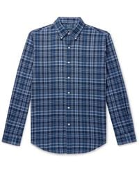 Polo Ralph Lauren - Button-Down Collar Logo-Embroidered Checked Cotton-Blend Flannel Shirt - Lyst