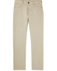 Canali - Slim-fit Straight-leg Garment-dyed Stretch Cotton-blend Trousers - Lyst