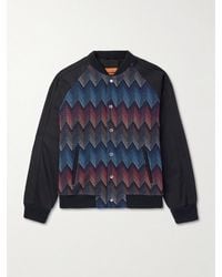Missoni - Jacquard-Knit Panelled Herringbone Cotton-Blend Drill Bomber Jacket - Lyst