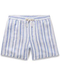 Loro Piana - Bermuda Bay Straight-leg Striped Linen Drawstring Shorts - Lyst