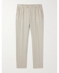Oliver Spencer - Pantaloni a gamba affusolata in lino a righe con pinces Claremont - Lyst