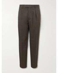 ZEGNA - Straight-Leg Pleated Cotton And Wool-Blend Twill Trousers - Lyst