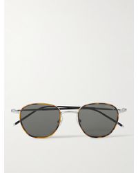 Montblanc Sonnenbrille mit rundem Rahmen aus Azetat in Schildpattoptik und silberfarbenen Details - Mehrfarbig