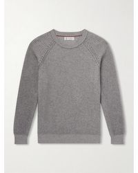 Brunello Cucinelli - Striped Ribbed Cashmere Sweater - Lyst