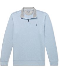Polo Ralph Lauren - Logo-embroidered Cotton-blend Jersey Half-zip Sweatshirt - Lyst