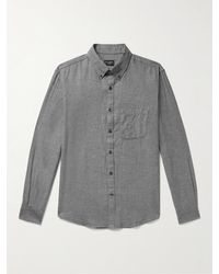 Club Monaco Button-down Collar Cotton-flannel Shirt - Grey