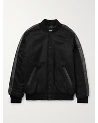 Monitaly - Leather-trimmed Wool-blend Varsity Jacket - Lyst