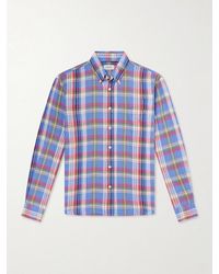 Hartford - Button-Down Collar Checked Linen And Cotton-Blend Shirt - Lyst