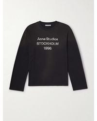 Acne Studios - Edden U 1996 Oversized Logo-Print Distressed Cotton And Hemp-Blend T-Shirt - Lyst