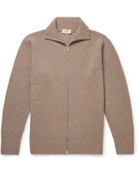 John Smedley - Mallam Ribbed Recycled-Cashmere And Merino Wool-Blend Zip-Up Cardigan - Lyst