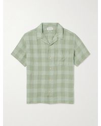 Oliver Spencer - Havan Camp-Collar Checked Linen Shirt - Lyst