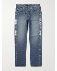 Kapital - Monkey Cisco Straight-Leg Leather-Trimmed Embellished Jeans - Lyst