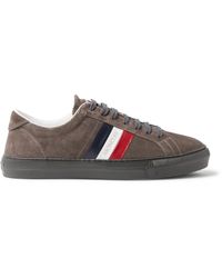 Moncler - New Monaco Suede And Leather Sneakers - Lyst